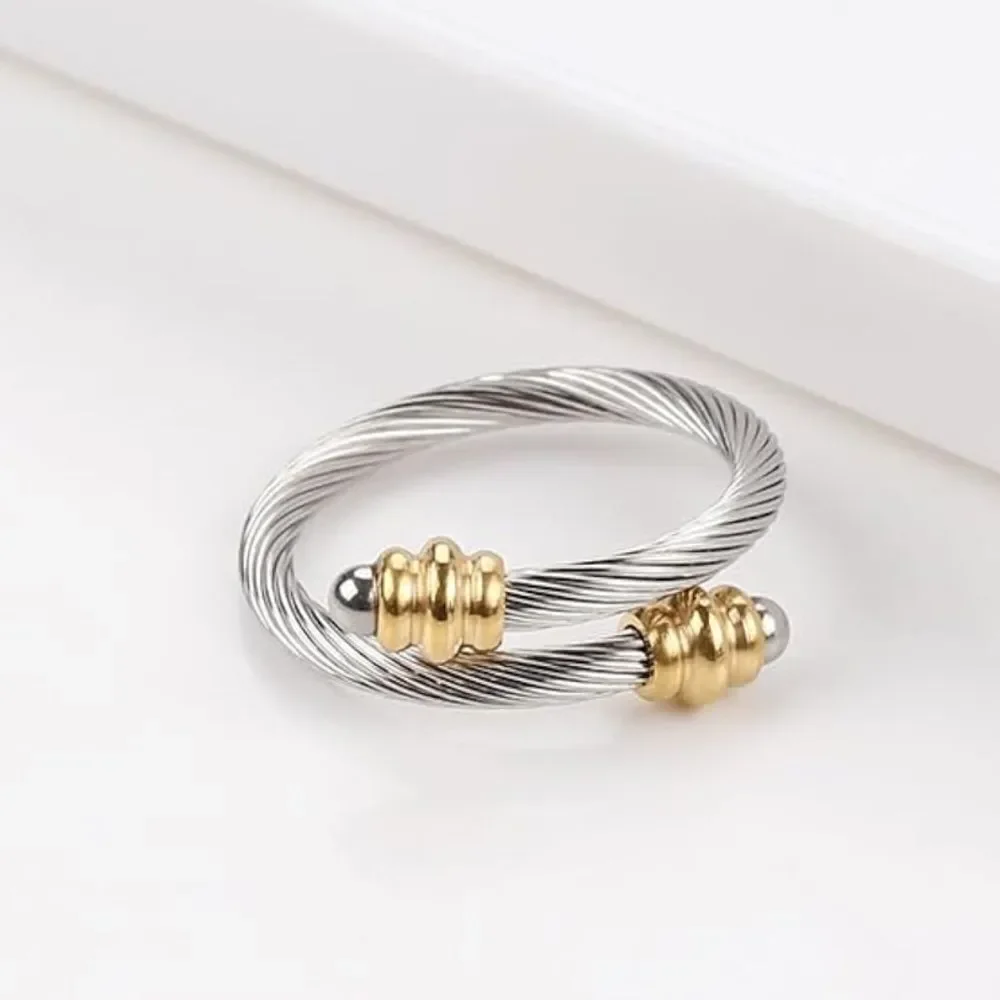 Twisted Cable Adjustable Wire Ring - Picture 4 of 6